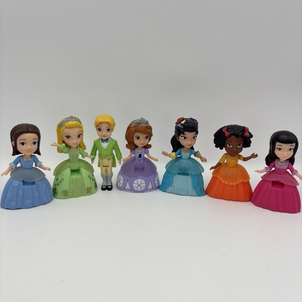 Disney Junior SOPHIA THE FIRST Lot Of 7 Royal Friends Dolls 3” FIGURES Set Bend